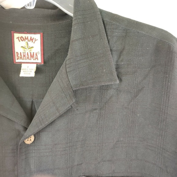 Tommy Bahama Mens Large Silk Casual Button Up Shirt Black Size L - Picture 2 of 8